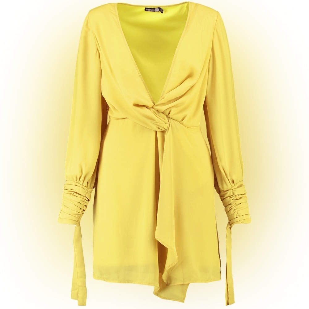 Tia Twist Front Ruched Sleeve Shift Dress Size 6